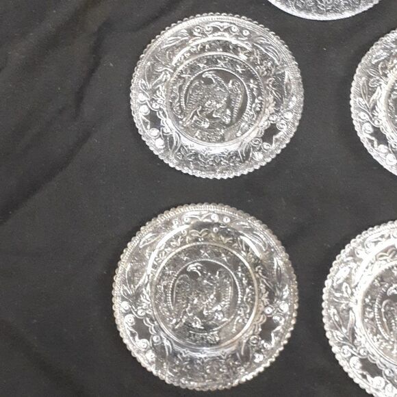 5 pc set VTG 3.5" Westmoreland Clear Sandwich Glass 1831 Liberty Eagle Clear MIN - Picture 5 of 7
